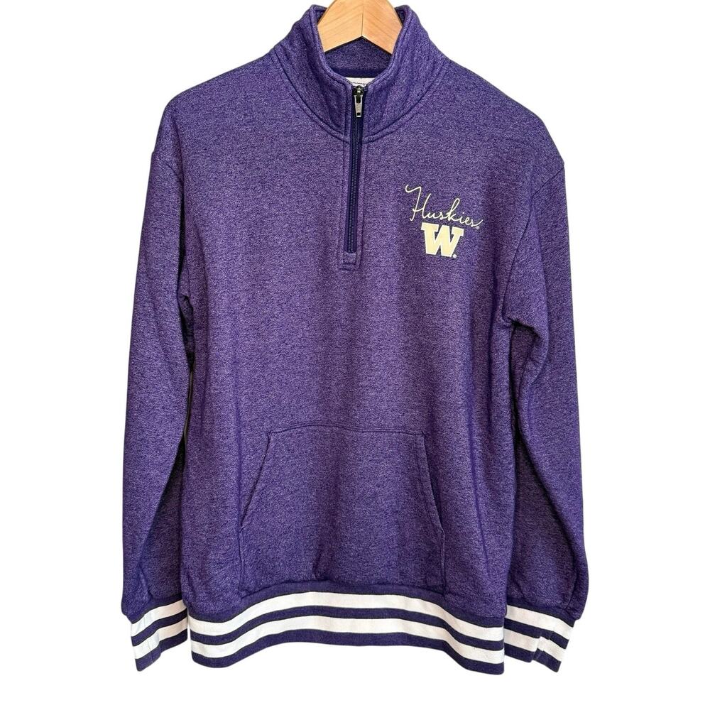 Champion Washington Huskies Sweatshirt Purple 1/4 Zip Mock Neck Men's Medium